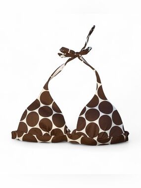 2008 y2K Victoria's Secret brown polka dot halter bikini top size medium🫧